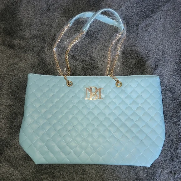 Badgley Mischka Blue Quilted Tote Bag NWT - Picture 1 of 7